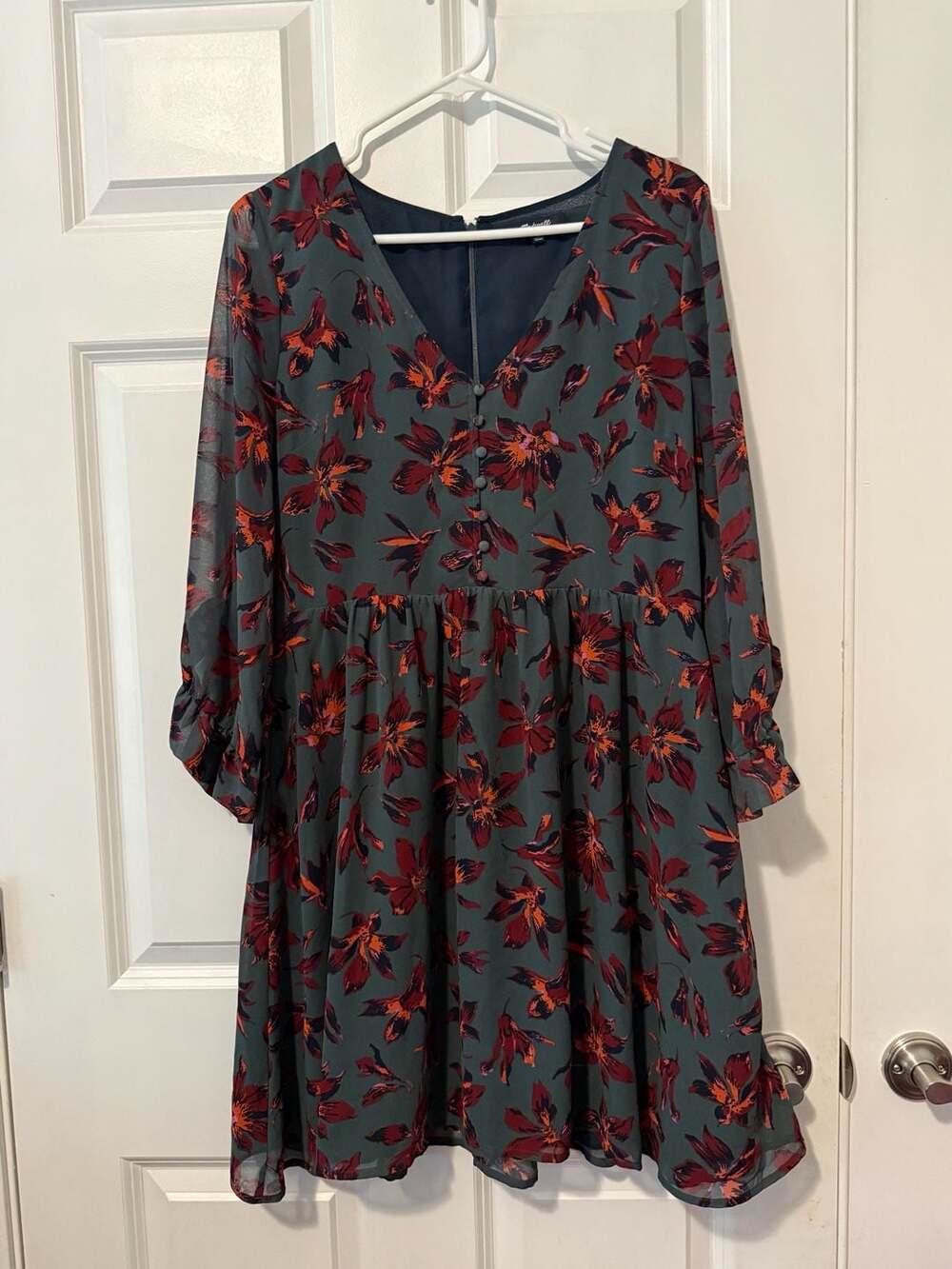 Madewell Moonblossom Ruffle-Sleeve Dress in Winter Orchid Size 12